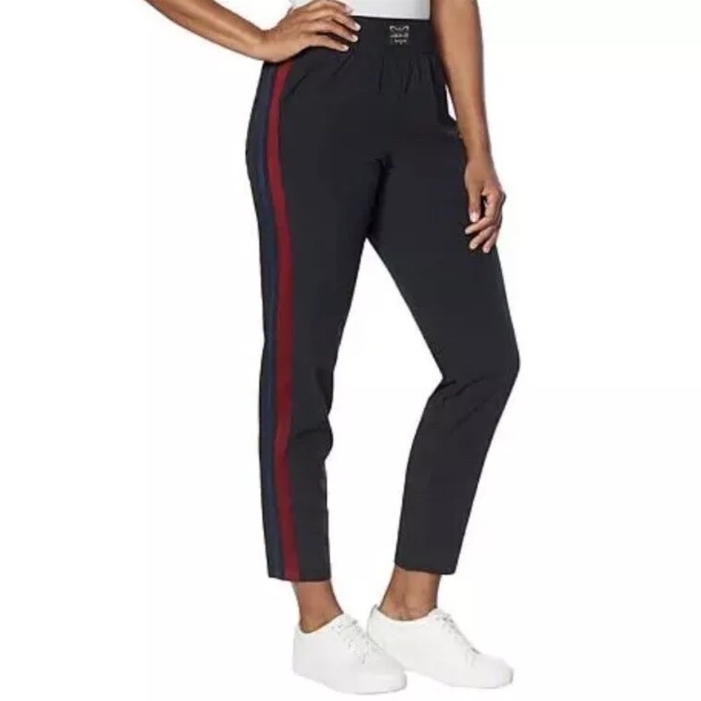 LAILA ALI Women’s Black Athletic Pants with Red Stripe